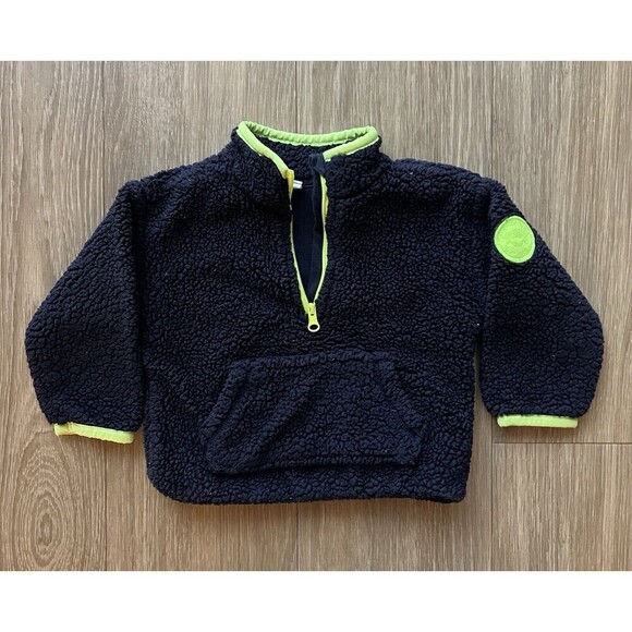 Baby GAP Sherpa Quarter Snap Sweatshirt Pullover Size 18-24 Months Navy Blue - Picture 1 of 5